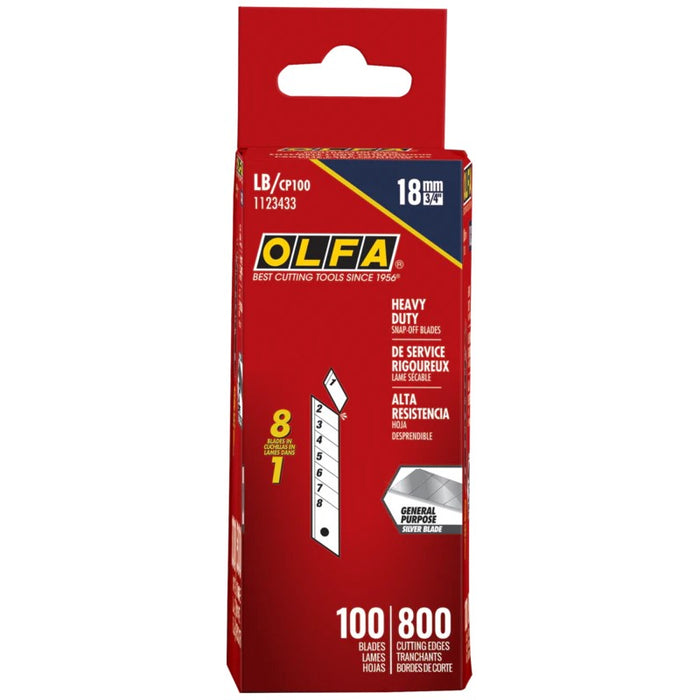 Olfa LB-CP 100 Contractor Pack Heavy-Duty 18mm Snap-Off Blade - 100-pk
