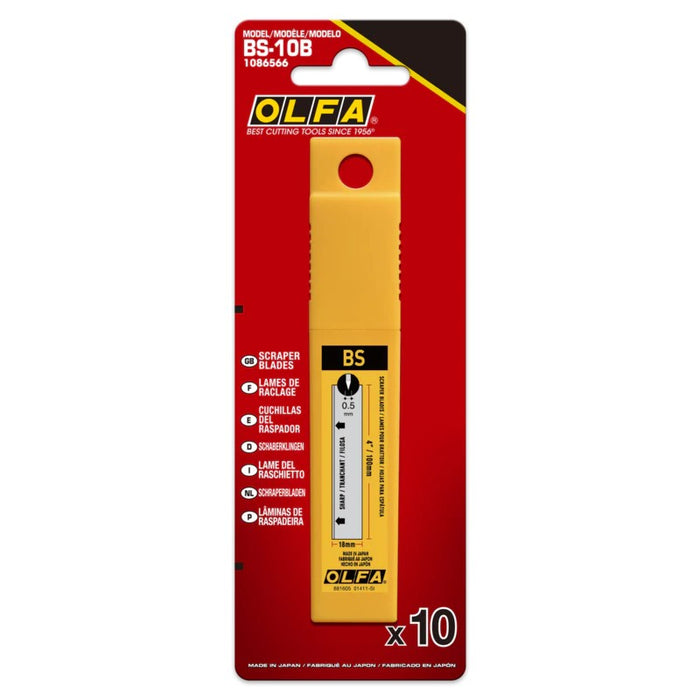 Olfa BS-10B Scraper Blades 4" Extra HD Dual-Edge 10-pk