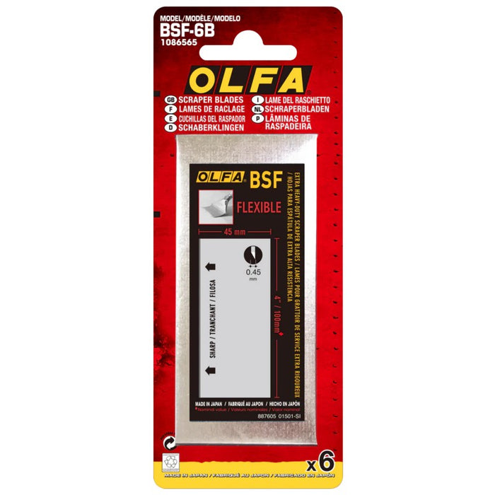 Olfa BSF-6B Scraper Blades 4" Extra HD Flexible Dual-Edge  6-pk
