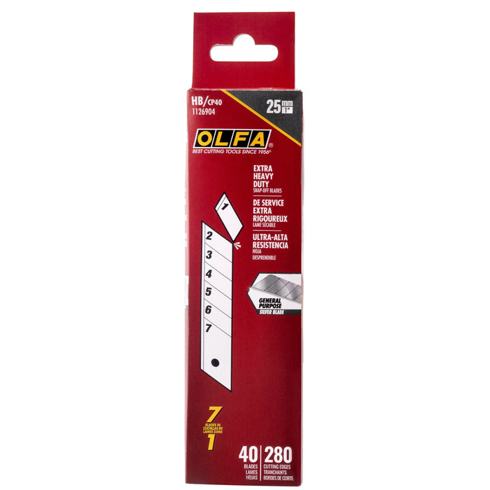 Olfa HB/CP40 25mm HB Silver Snap Blade 40 Pack