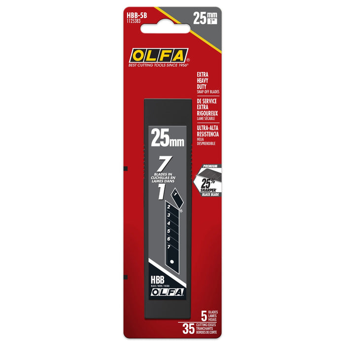 Olfa HBB-5B Extra Heavy-Duty 25mm UltraSharp Snap-Off Black Blades - 5-pk
