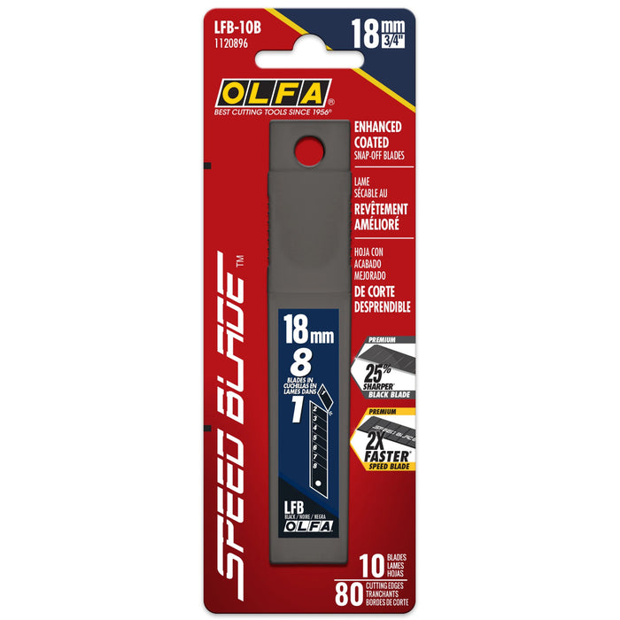 Olfa LFB-10B  Heavy-Duty 18mm Snap-Off Speed Blades, 10-pk