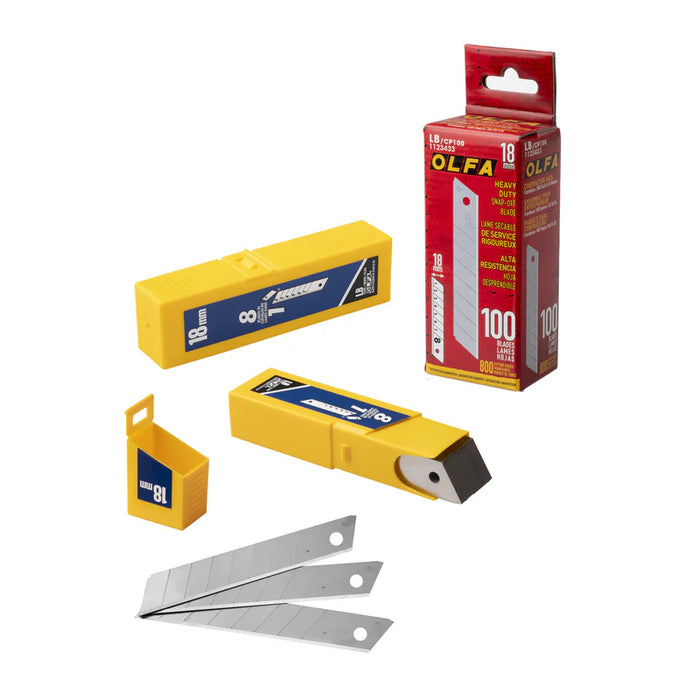 Olfa LB-CP 100 Contractor Pack Heavy-Duty 18mm Snap-Off Blade - 100-pk