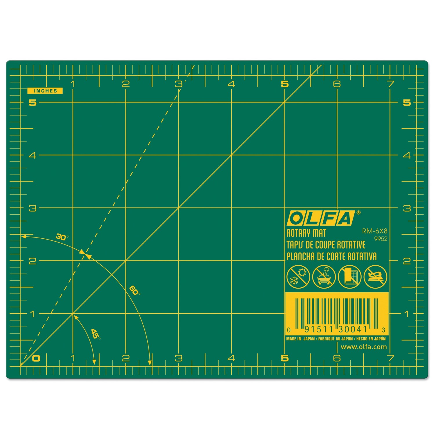 Olfa RM-6X8 Cutting Mat, 6" x 8" Green 